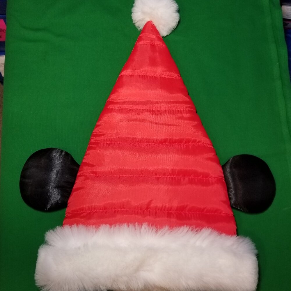 Disney Parks Christmas Holiday Mickey Mouse Quilted Santa Hat Ears Adult NWT